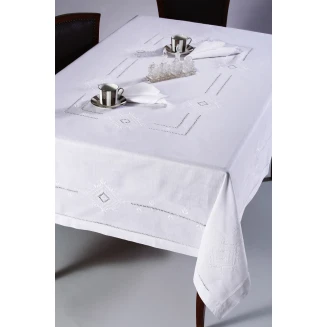 Χειροποίητο Τραπεζομάντηλο Με 8 Πετσέτες 170x220 Silk Fashion 8122 Λευκό