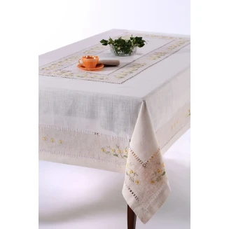 Χειροποίητο Τραπεζομάντηλο Με 8 Πετσέτες 170x220 Silk Fashion 9858 Κίτρινο