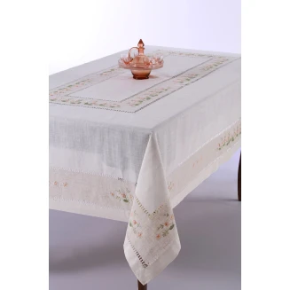 Χειροποίητο Τραπεζομάντηλο Με 12 Πετσέτες 170x270 Silk Fashion 9858 Ρόζ