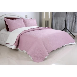 Κουβερλί Σετ Υπέρδιπλο 220x240 Silk Fashion Λαχούρι Pink & Cream