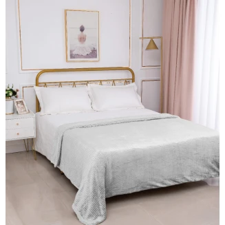 Κουβέρτα Με Sherpa Damask (220Cm X 240Cm) Light Grey Silk Fashion