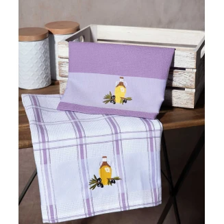 Σετ 2 Τεμ. Ποτηρόπανα 50x70 Silk Fashion Μπουκάλι Λιλά