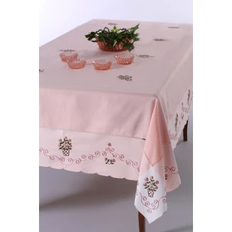 Τραπεζομάντηλο Φαγητού Με Πετσέτες 170x270 Silk Fashion 569B Ρόζ