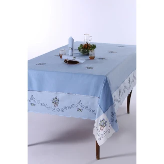 Τραπεζομάντηλο Φαγητού Με Πετσέτες 170x270 Silk Fashion 569B Σιέλ