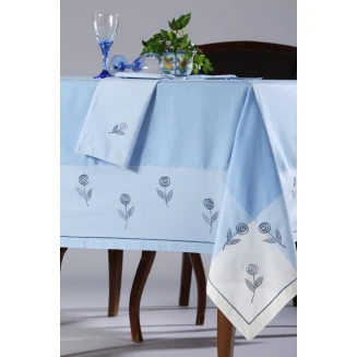 Τραπεζομάντηλο Φαγητού Με Πετσέτες 170x220 Silk Fashion 623 Σιέλ