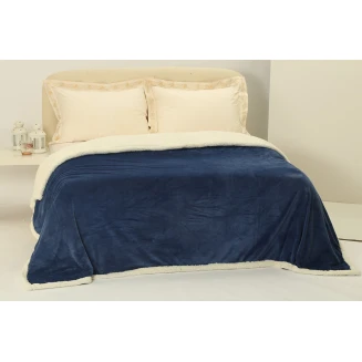 Κουβέρτα Fleece Με Sherpa 220x240 Silk Fashion Μπλέ