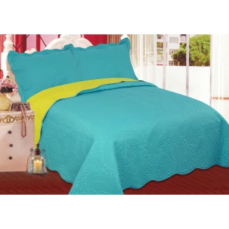 Κουβερλί Σετ Υπέρδιπλο 220x240 Silk Fashion Λαχούρι Blue Green