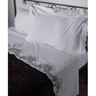 Σεντόνι Σετ Χειροποίητο Κηπούρ 3 Τεμ. 225x270 Silk Fashion Κ37 Λευκο