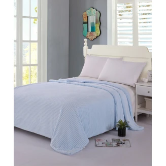 Κουβέρτα Fleece Με Sherpa 100x150 Silk Fashion Κοτλέ Σιέλ