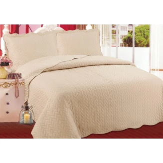 Κουβερλί Σετ Υπέρδιπλο 220x240 Silk Fashion Φύλλο Light Brown