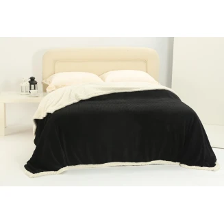 Κουβέρτα Fleece Με Sherpa 220x240 Silk Fashion Pineapple Μαύρο