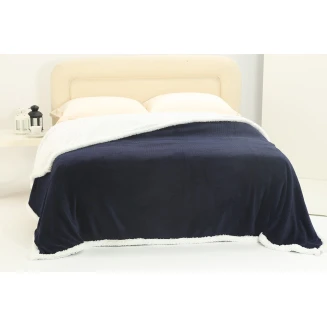 Κουβέρτα Fleece Με Sherpa 220x240 Silk Fashion Pineapple Μπλέ