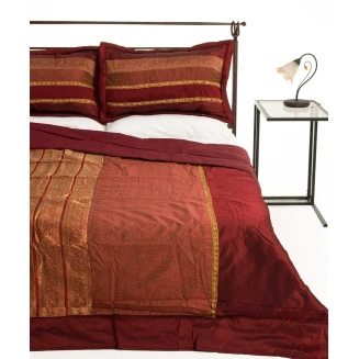 Κουβερλί Σετ Υπέρδιπλο 220x240 Silk Fashion Taj Mahal Μπορντώ