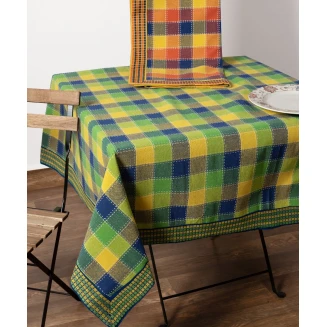 Τραπεζοκαρέ (140Cm X 140Cm)  Moda Καρό Μπλε Silk Fashion