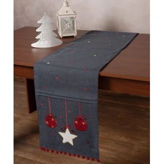 Χριστουγεννιάτικη Τραβέρσα Nw343 (35Cm X 175Cm) Ανθρακί Silk Fashion