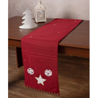Χριστουγεννιάτικη Τραβέρσα Nw343 (35Cm X 175Cm) Κόκκινη Silk Fashion
