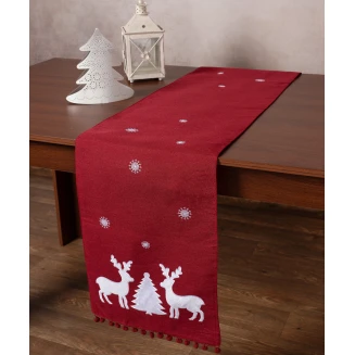 Χριστουγεννιάτικη Τραβέρσα Nw345 (35Cm X 175Cm) Κόκκινη Silk Fashion