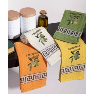 Σετ 12 Τεμ. Ποτηρόπανα 45x65 Silk Fashion Καρπός Ελιάς Karpathos