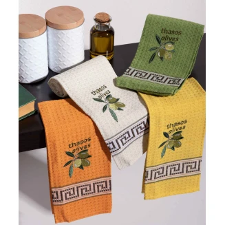 Σετ 12 Τεμ. Ποτηρόπανα 45x65 Silk Fashion Καρπός Ελιάς Thasos