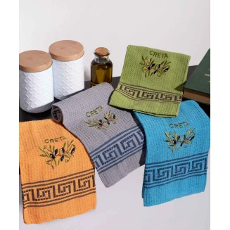 Σετ 12 Τεμ. Ποτηρόπανα 45x65 Silk Fashion Κλαδί Ελιάς Χρωματιστό Creta