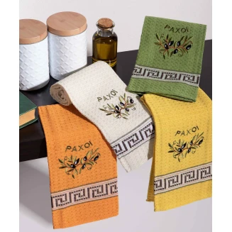 Σετ 12 Τεμ. Ποτηρόπανα 45x65 Silk Fashion Κλαδί Ελιάς Χρωματιστό Paxoi