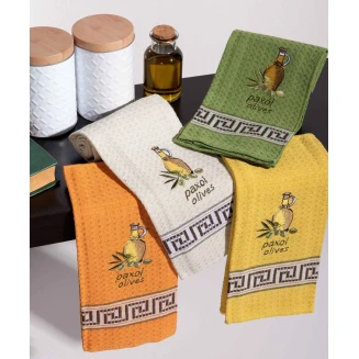 Σετ 12 Τεμ. Ποτηρόπανα 45x65 Silk Fashion Μπουκάλι Λάδι Paxoi