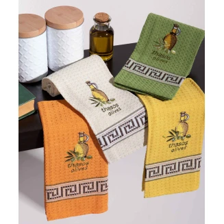 Σετ 12 Τεμ. Ποτηρόπανα 45x65 Silk Fashion Μπουκάλι Λάδι Thasos