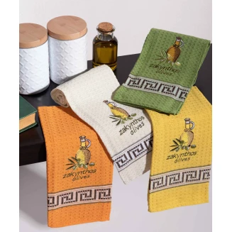 Σετ 12 Τεμ. Ποτηρόπανα 45x65 Silk Fashion Μπουκάλι Λάδι Zakynthos