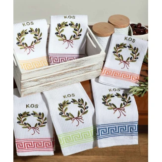 Σετ 12 Τεμ. Ποτηρόπανα 45x65 Silk Fashion Στεφάνι Kos