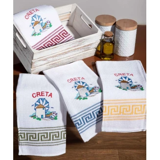 Σετ 12 Τεμ. Ποτηρόπανα 50x70 Silk Fashion Ανεμόμυλος Creta