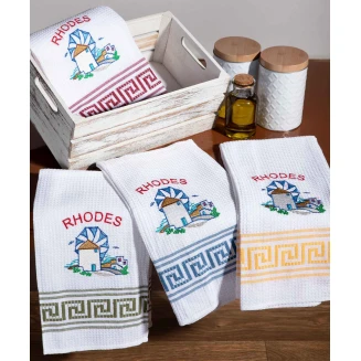 Σετ 12 Τεμ. Ποτηρόπανα 50x70 Silk Fashion Ανεμόμυλος Rhodes