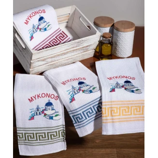 Σετ 12 Τεμ. Ποτηρόπανα 50x70 Silk Fashion Εκκλησία Mykonos