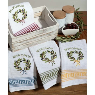 Σετ 12 Τεμ. Ποτηρόπανα 50x70 Silk Fashion Στεφάνι Mykonos
