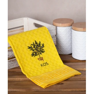 Σετ 12 Τεμ. Ποτηρόπανα Γκοφρέ 50x70 Silk Fashion Κίτρινο Γλάστρα Kos