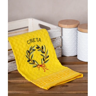 Σετ 12 Τεμ. Ποτηρόπανα Γκοφρέ 50x70 Silk Fashion Κίτρινο Στεφάνι Creta