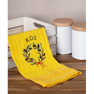 Σετ 12 Τεμ. Ποτηρόπανα Γκοφρέ 50x70 Silk Fashion Κίτρινο Στεφάνι Kos