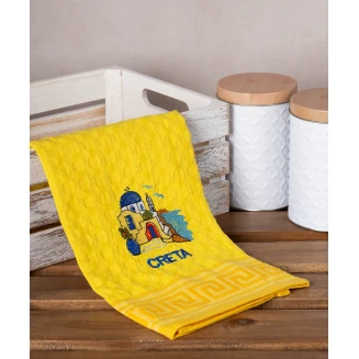 Σετ 12 Τεμ. Ποτηρόπανα Γκοφρέ 50x70 Silk Fashion Κίτρινος Εκκλησία Creta