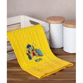 Σετ 12 Τεμ. Ποτηρόπανα Γκοφρέ 50x70 Silk Fashion Κίτρινος Εκκλησία Kos