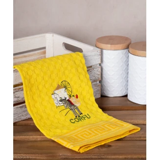 Σετ 12 Τεμ. Ποτηρόπανα Γκοφρέ 50x70 Silk Fashion Κίτρινος Γαίδαρος Corfu