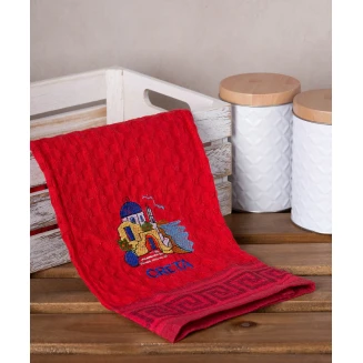 Σετ 12 Τεμ. Ποτηρόπανα Γκοφρέ 50x70 Silk Fashion Κόκκινο Εκκλησία Creta