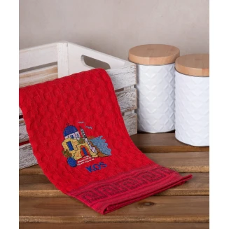 Σετ 12 Τεμ. Ποτηρόπανα Γκοφρέ 50x70 Silk Fashion Κόκκινο Εκκλησία Kos