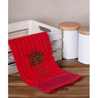 Σετ 12 Τεμ. Ποτηρόπανα Γκοφρέ 50x70 Silk Fashion Κόκκινο Γλάστρα Corfu