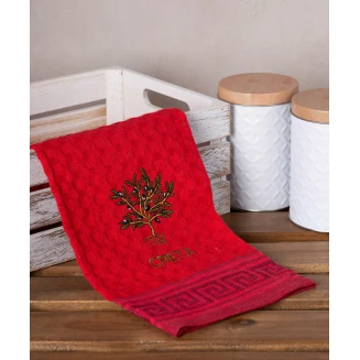 Σετ 12 Τεμ. Ποτηρόπανα Γκοφρέ 50x70 Silk Fashion Κόκκινο Γλάστρα Creta