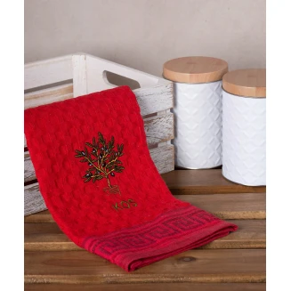 Σετ 12 Τεμ. Ποτηρόπανα Γκοφρέ 50x70 Silk Fashion Κόκκινο Γλάστρα  Kos