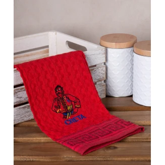 Σετ 12 Τεμ. Ποτηρόπανα Γκοφρέ 50x70 Silk Fashion Κόκκινο Κρητικός Creta