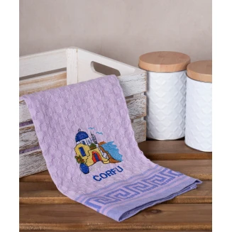 Σετ 12 Τεμ. Ποτηρόπανα Γκοφρέ 50x70 Silk Fashion Λιλά Εκκλησία Corfu