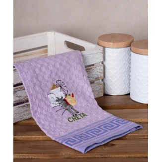 Σετ 12 Τεμ. Ποτηρόπανα Γκοφρέ 50x70 Silk Fashion Λιλά Γαίδαρος Creta