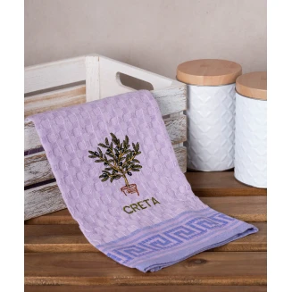 Σετ 12 Τεμ. Ποτηρόπανα Γκοφρέ 50x70 Silk Fashion Λιλά Γλάστρα Creta