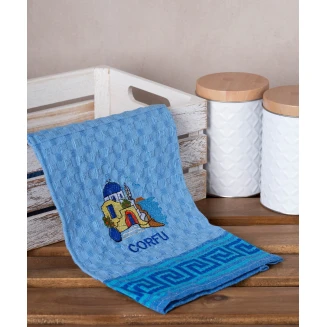 Σετ 12 Τεμ. Ποτηρόπανα Γκοφρέ 50x70 Silk Fashion Μπλέ Εκκλήσία Corfu