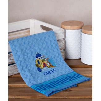 Σετ 12 Τεμ. Ποτηρόπανα Γκοφρέ 50x70 Silk Fashion Μπλέ Εκκλήσία Creta